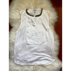 J. Crew white jeweled color button up tank top
